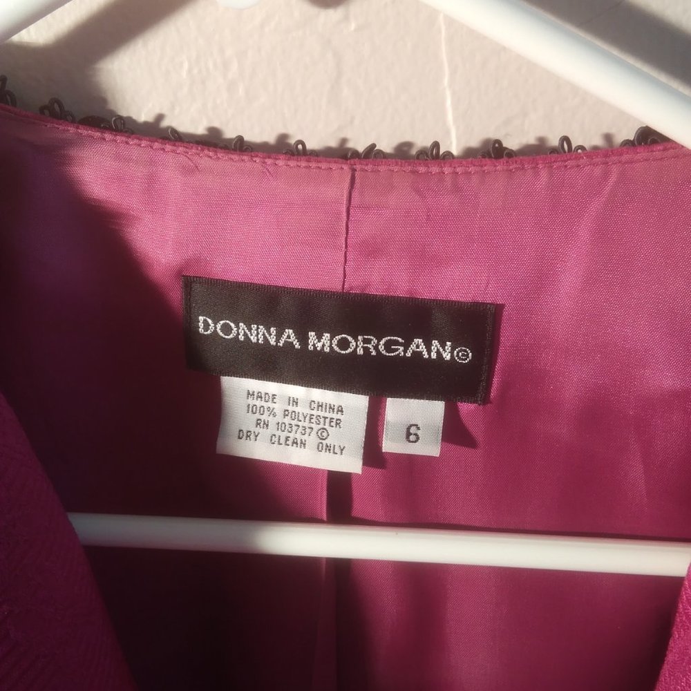 Donna Morgan Raspberry Jacket With Black Trim - image 3